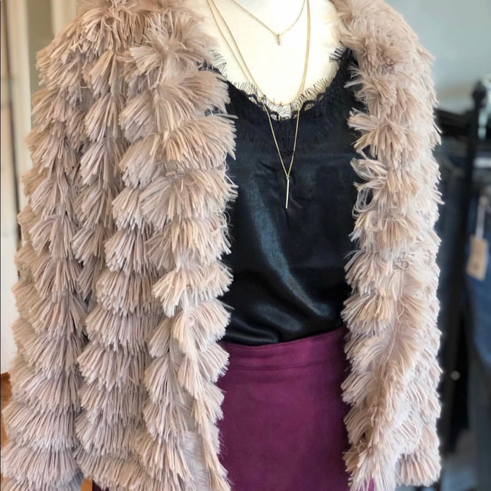 Trendy Mocha/Beige Shag Jacket